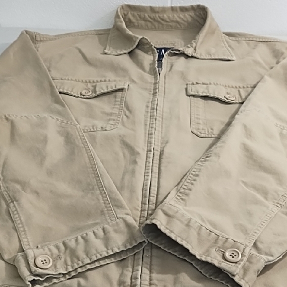 GAP Tan Cotton Canvas Utility Jacket Classic Collar Zip Front - Picture 8 of 16